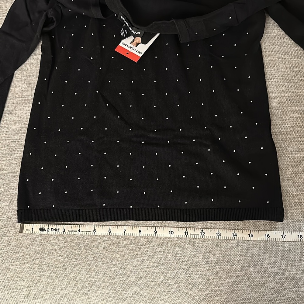 💎 NWT!! DKNY rhinestone polkadot v neck sweater - Picture 16 of 16